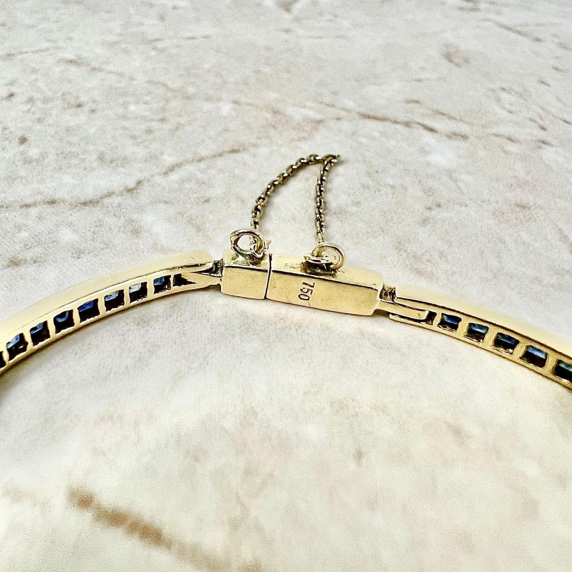 Vintage 18 Karat Yellow Gold Sapphire & Diamond Bracelet - WeilJewelry