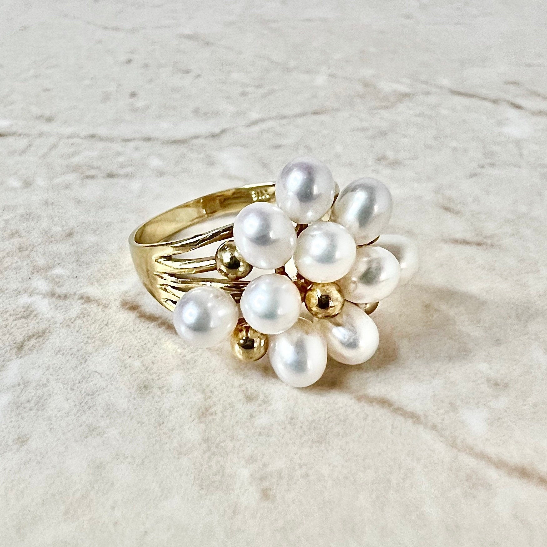 18K Gold Plated Natural White Pearl Ring