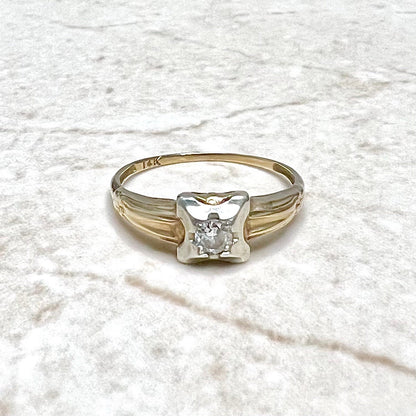 Vintage 1930’s Art Deco 14 Karat Two-Tone Diamond Engagement Ring - WeilJewelry