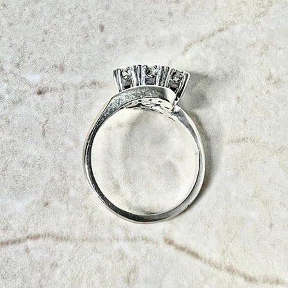14K Vintage 3 Stone Diamond Ring - White Gold 3 Stone Wedding Ring - Vintage Three Stone Ring - Anniversary Ring - Promise Ring-Vintage Ring