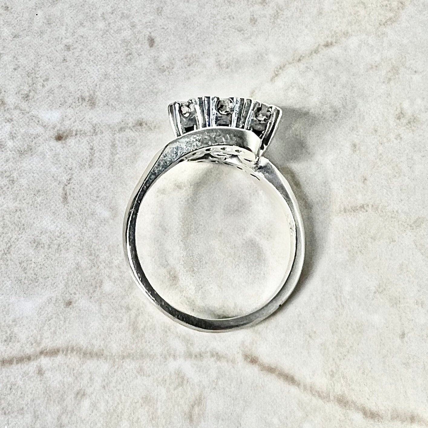 CLEARANCE 40% OFF - Vintage 1940’s 14 Karat White Gold 0.65 Carat Diamond Three - Stone Ring - WeilJewelry