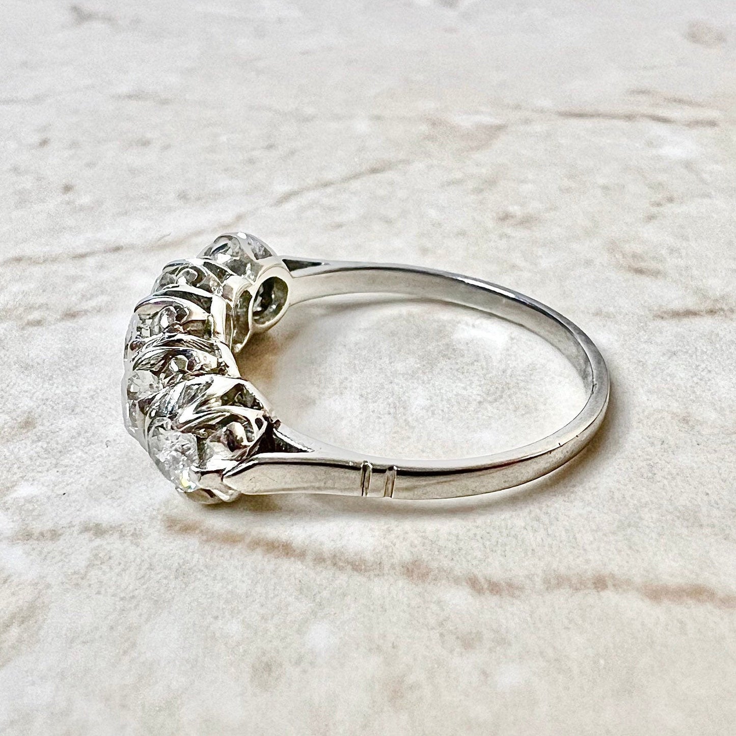 Vintage 1940’s Platinum 1 Carat Diamond Five - Stone Ring - WeilJewelry