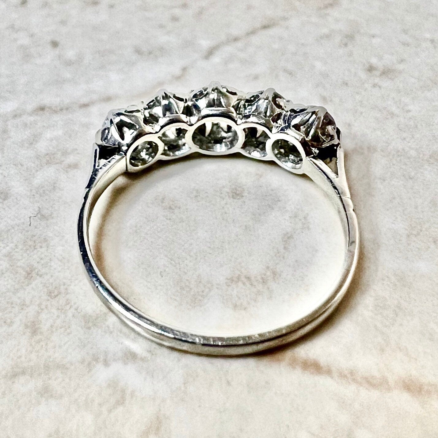 1 CT Vintage Platinum Diamond Band Ring - Platinum 5 Stone Ring - Diamond Ring - Anniversary Ring - Wedding Ring - Best Gifts For Her