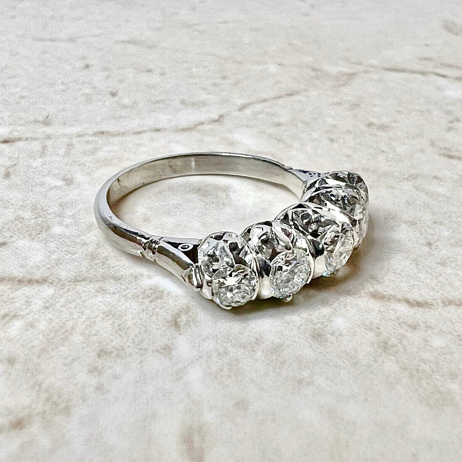 Vintage 1940’s Platinum 1.25 Carat Diamond Five - Stone Ring - WeilJewelry