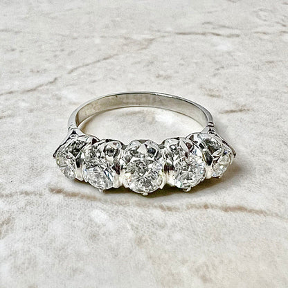 Vintage 1940’s Platinum 1.25 Carat Diamond Five - Stone Ring - WeilJewelry