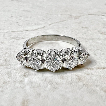 Vintage 1940’s Platinum 1.25 Carat Diamond Five - Stone Ring - WeilJewelry