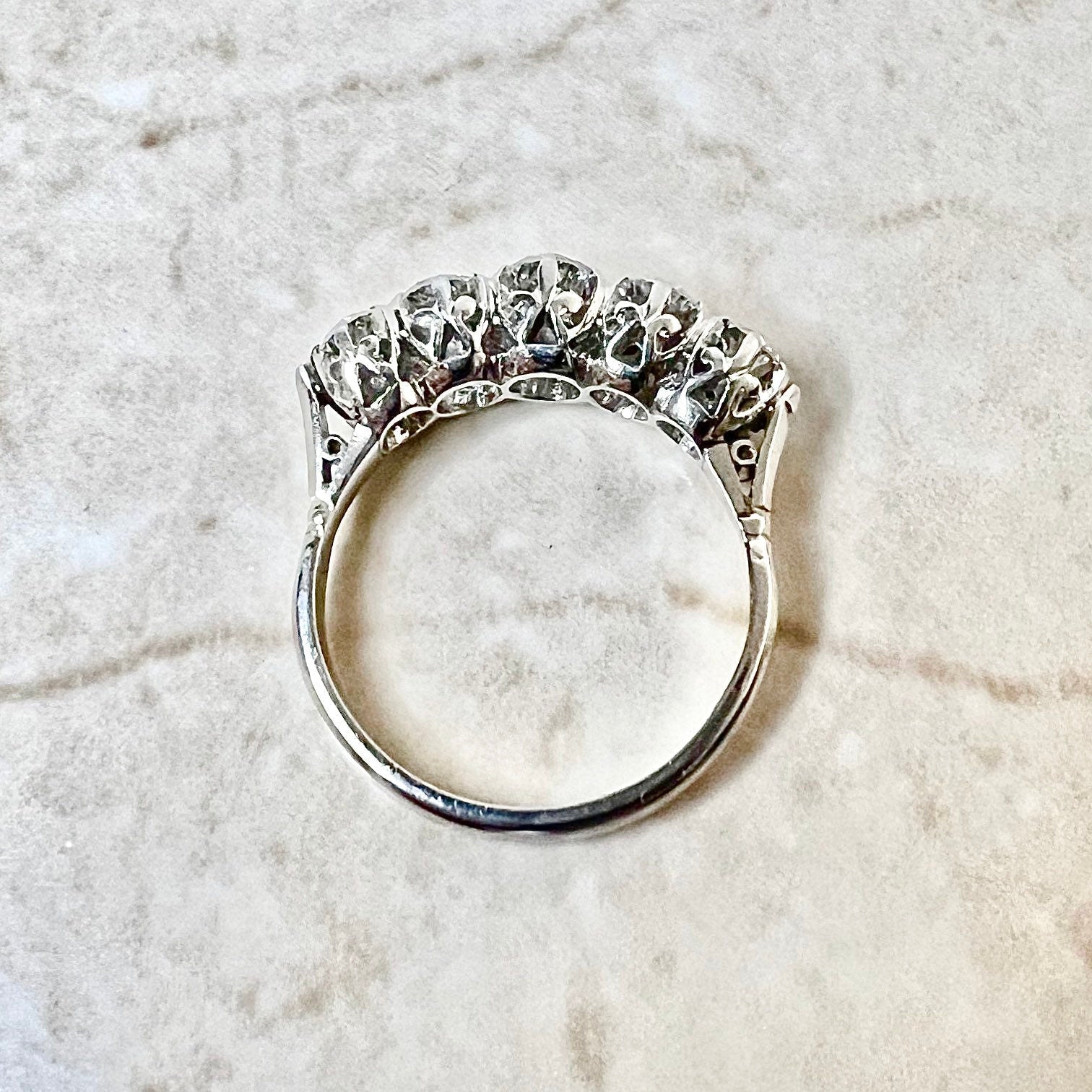 1.25 CT Vintage Platinum Diamond Band Ring - Platinum 5 Stone Ring - Diamond Ring - Anniversary Ring - Wedding Ring - Best Gifts For Her