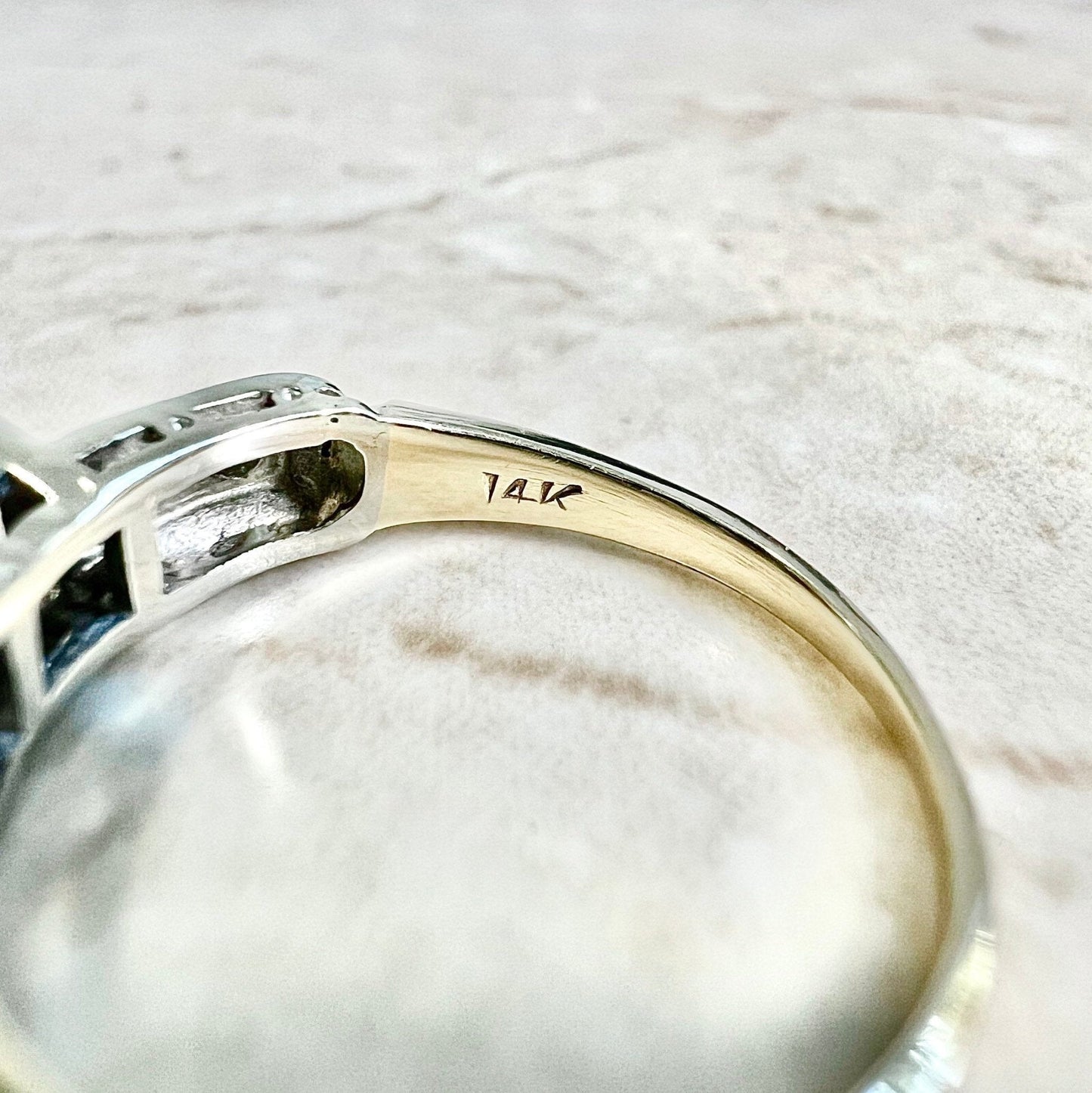 Vintage 1940’s Retro 14 Karat Yellow & White Gold 0.36 Carat Diamond Engagement Ring - WeilJewelry