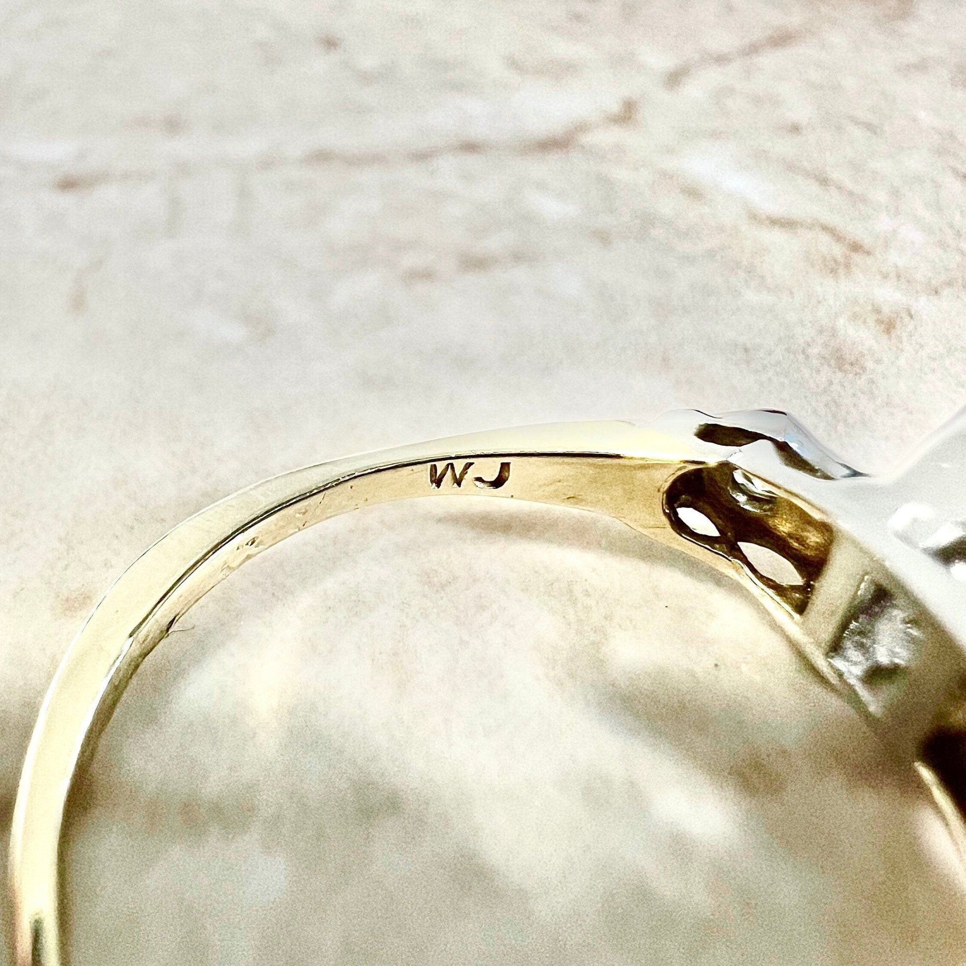 Vintage 1940’s Retro 14 Karat Yellow & White Gold Diamond Solitaire Engagement Ring - WeilJewelry