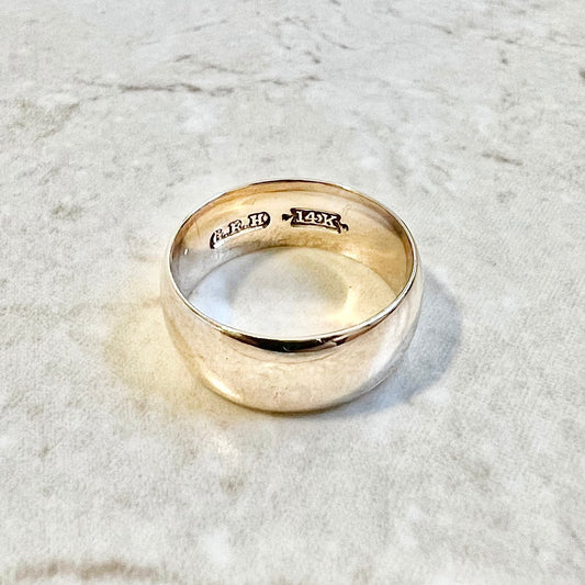 Vintage 1960’s 14 Karat Rose Gold Wedding Band Ring - 7.38 MM - WeilJewelry