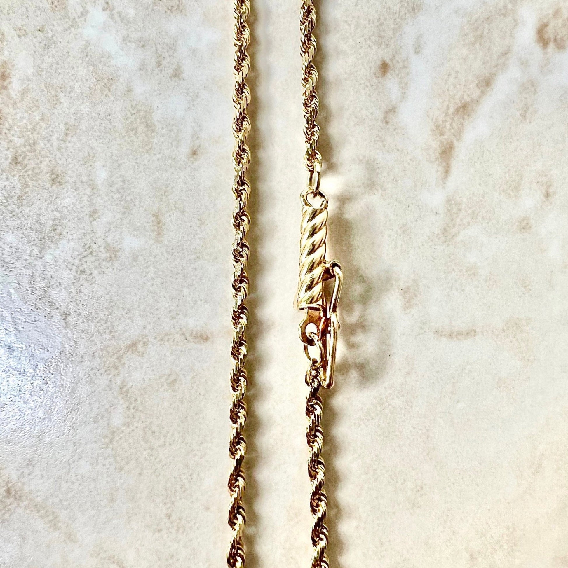 Vintage 1960s 14K Yellow Gold Rope Chain Necklace With Safety Clasp - 18” Gold Chain - Yellow Gold Chain Necklace - Best Gifts For Her
