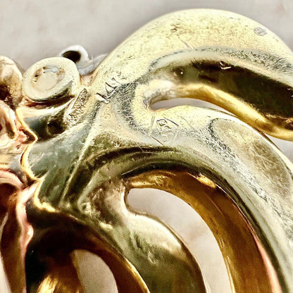 Vintage 1970’s 14 Karat Yellow Gold Emerald & Diamond Flower Brooch - WeilJewelry