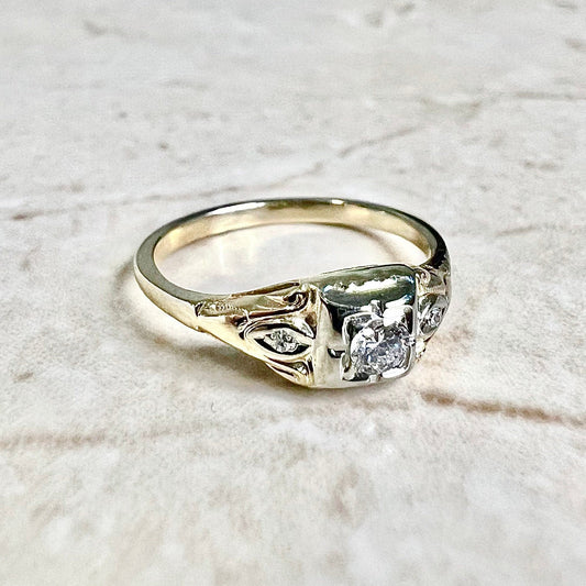 Vintage Art Deco 14 Karat Gold Diamond Engagement Ring Circa 1935 - WeilJewelry