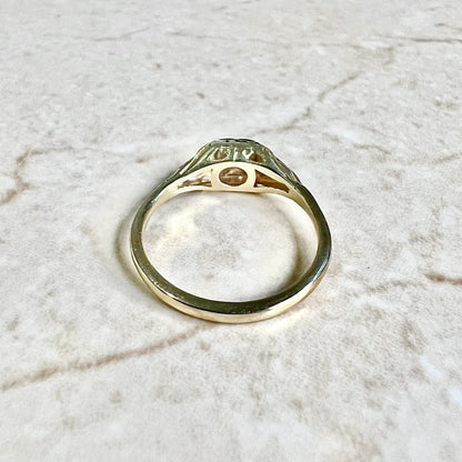 Vintage Art Deco Diamond Engagement Ring Circa 1935 - 14K Two Tone Gold Vintage Solitaire - Diamond Wedding Ring -Art Deco Ring-Promise Ring