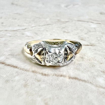 Vintage Art Deco 14 Karat Two-Tone Gold Carat Diamond