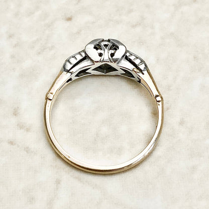 CLEARANCE 40% OFF - Vintage Art Deco 14 Karat Two-Tone Gold Carat Diamond Engagement Ring