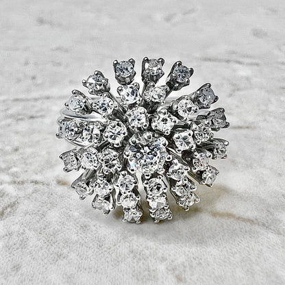 Platinum Vintage Art Deco Diamond Ring - Antique Vintage Platinum Cocktail Ring - Engagement Ring - Birthday Gift For Her - Art Deco Ring
