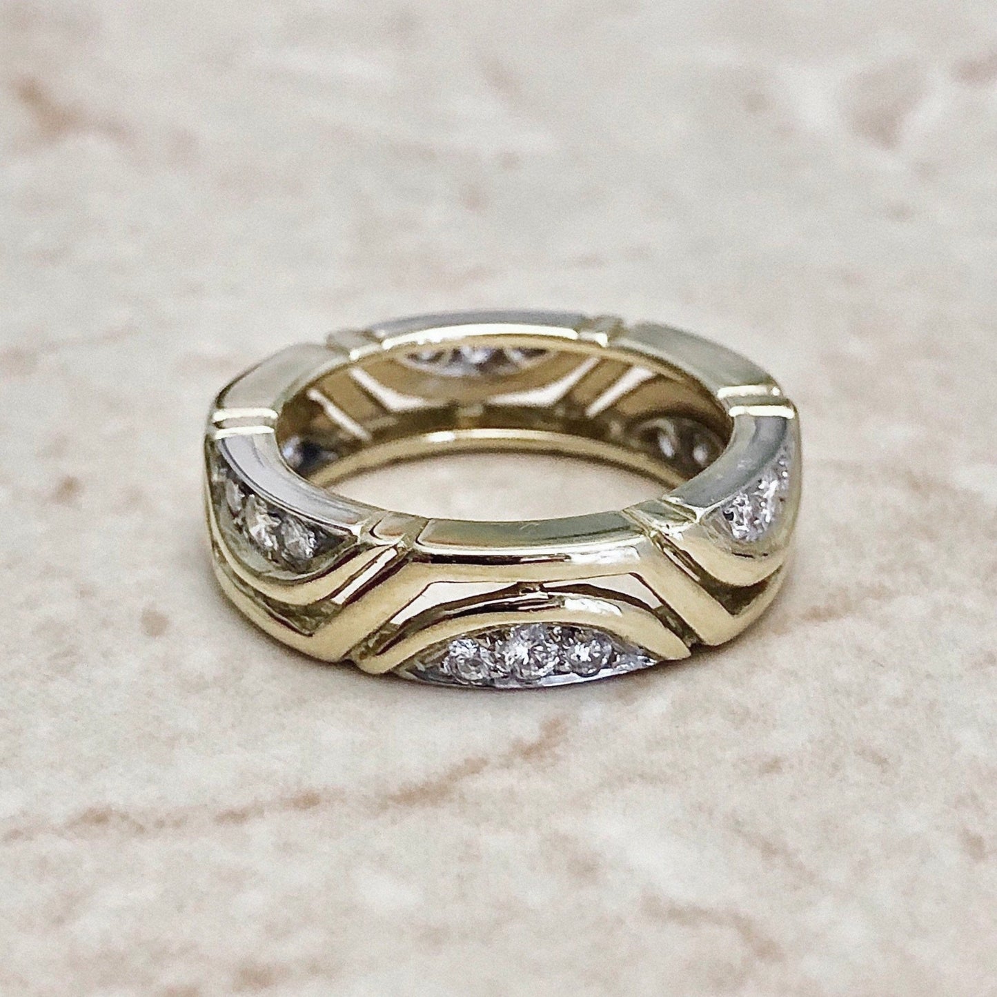 Two tone diamond band ring Clearance