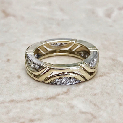 Vintage 18K Diamond Band Ring By Carvin French - 18K Two Tone Gold Wedding Bands - Diamond Ring - Anniversary Ring - Diamond Wedding Ring
