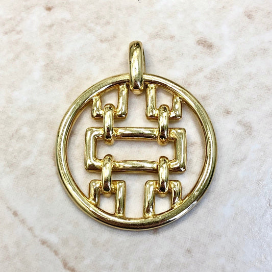 Vintage Handcrafted 18 Karat Yellow Gold Circle Pendant - WeilJewelry