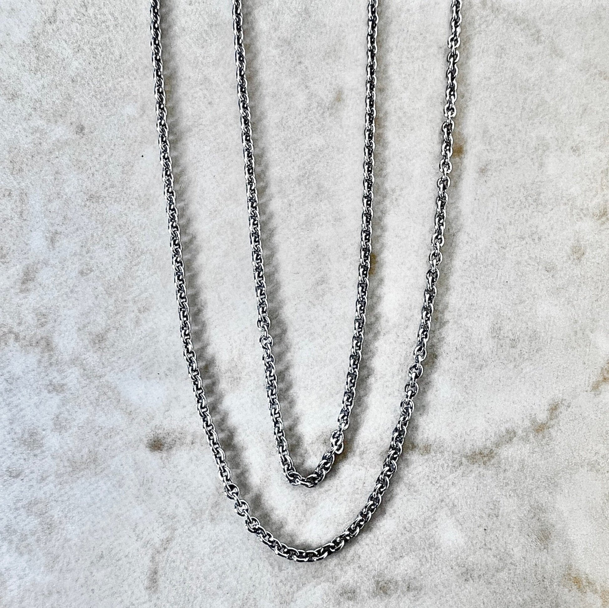 Vintage Italian 14K White Gold Cable Chain - 16-18” Adjustable Gold Chain - Gold Pendant Necklace - Birthday Gift For Her - Holiday Gift