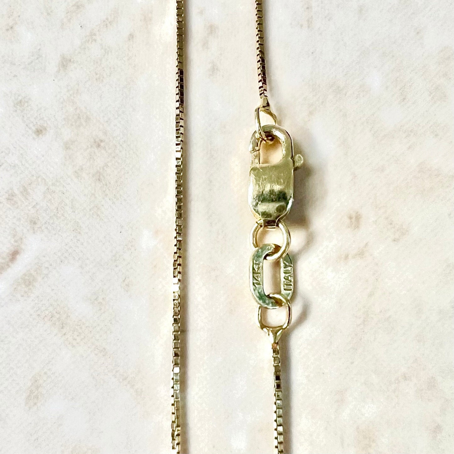 Vintage Italian 14K Yellow Gold Box Chain Necklace - 18 Inch Gold Chain Necklace - Yellow Gold Necklace - Everyday Necklace - Christmas Gift