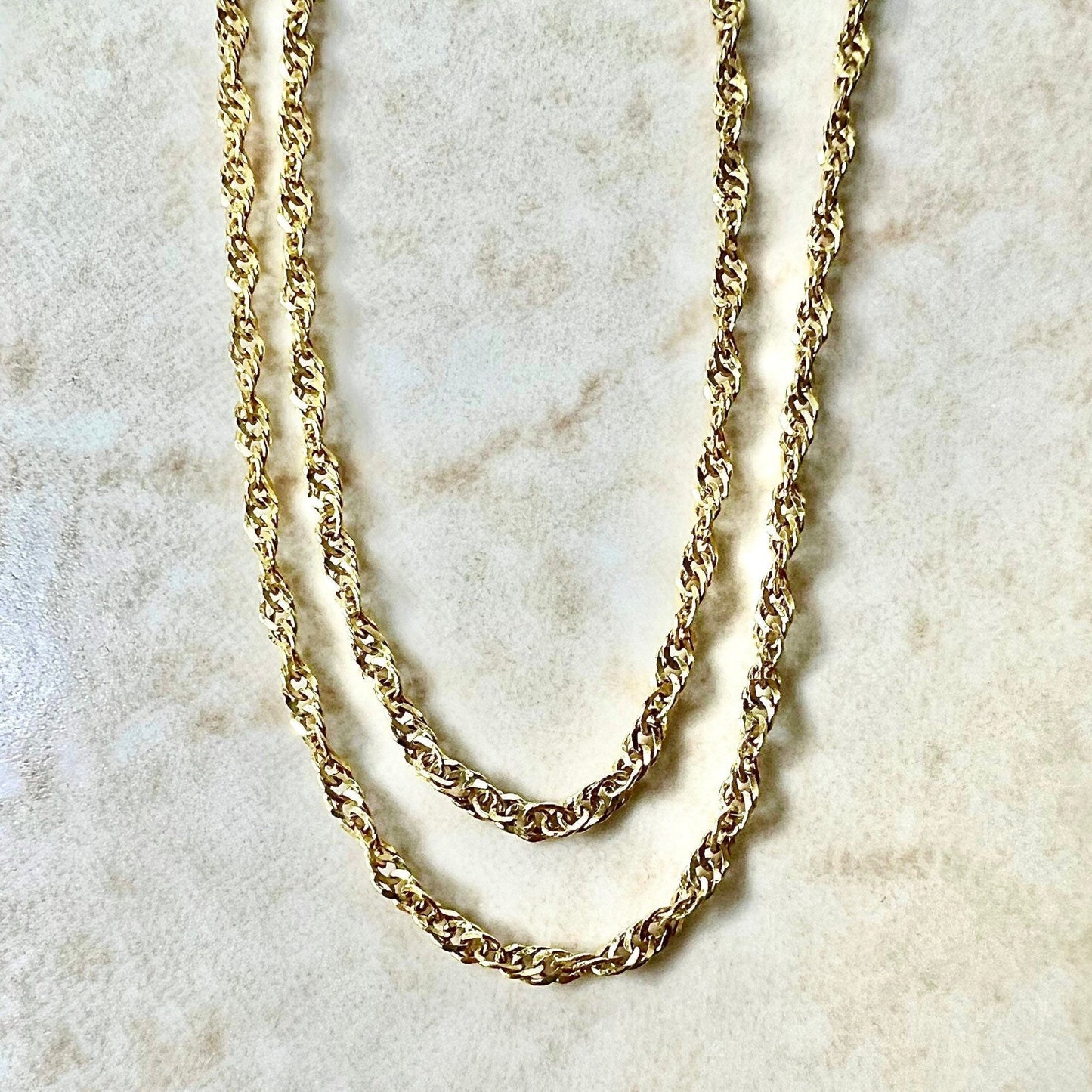 Vintage Italian 14 Karat Yellow Gold 18 Inches Rope Chain Necklace - WeilJewelry