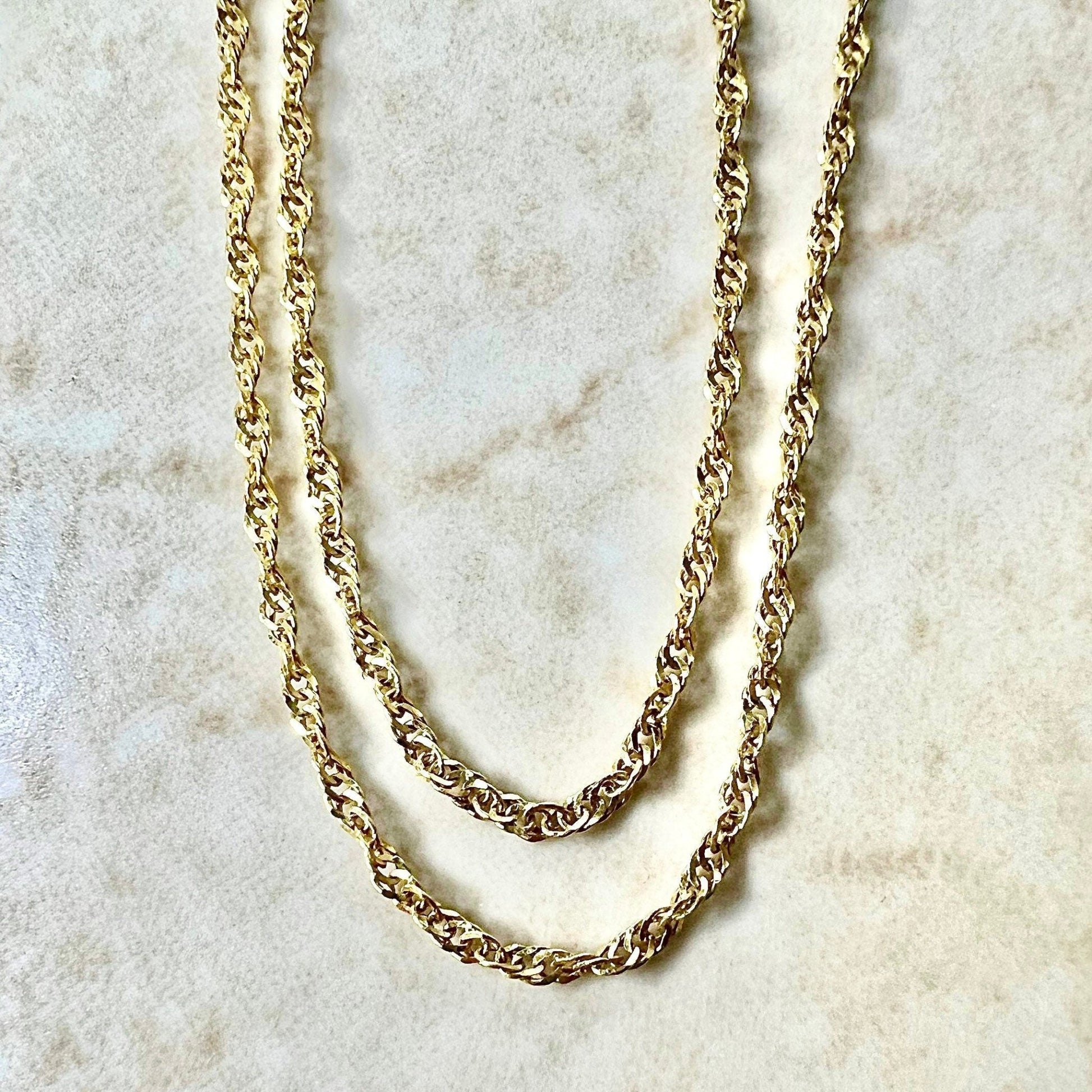 Vintage Italian 14 Karat Yellow Gold 18 Inches Rope Chain Necklace - WeilJewelry