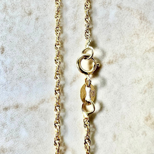 Vintage Italian 14K Yellow Gold Rope Chain Necklace - 18” Gold Chain - Yellow Gold Chain Necklace - Best Gifts For Her - Best Christmas Gift