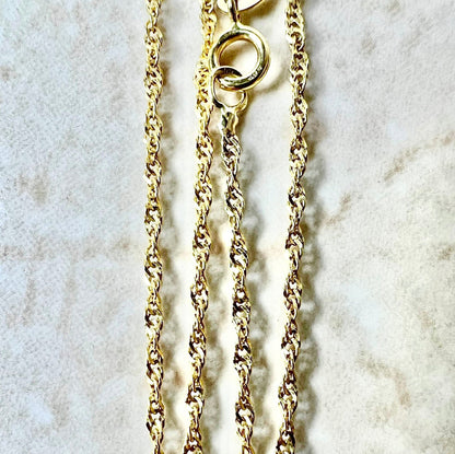 Vintage Italian 14 Karat Yellow Gold 18 Inches Rope Chain Necklace - WeilJewelry