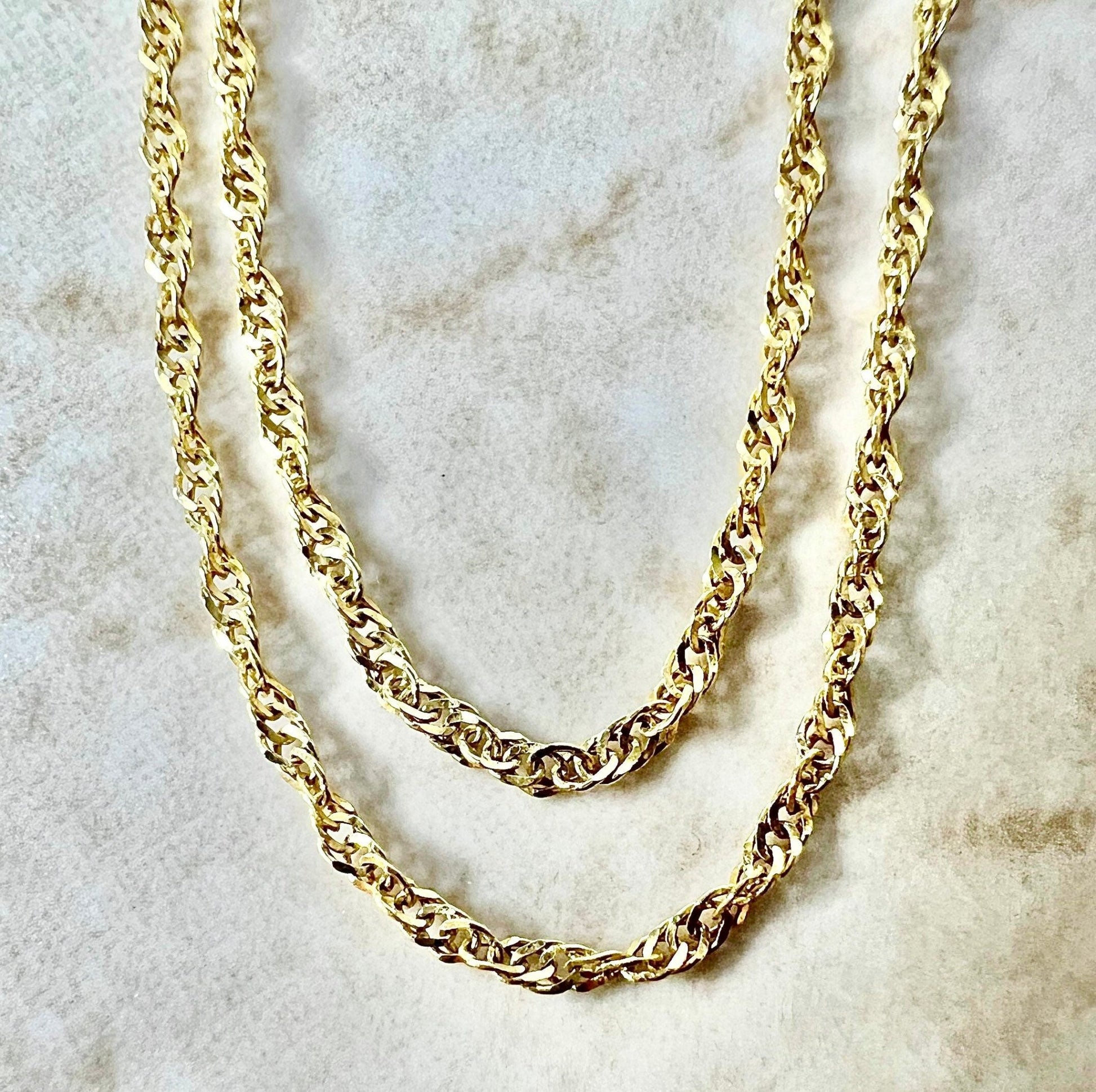 Vintage Italian 14 Karat Yellow Gold 18 Inches Rope Chain Necklace - WeilJewelry