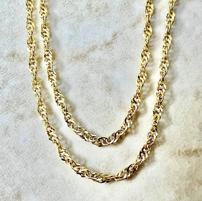 Vintage Italian 14 Karat Yellow Gold 18 Inches Rope Chain Necklace - WeilJewelry