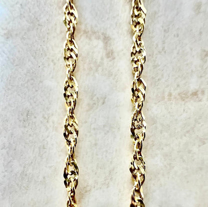 Vintage Italian 14 Karat Yellow Gold 18 Inches Rope Chain Necklace - WeilJewelry