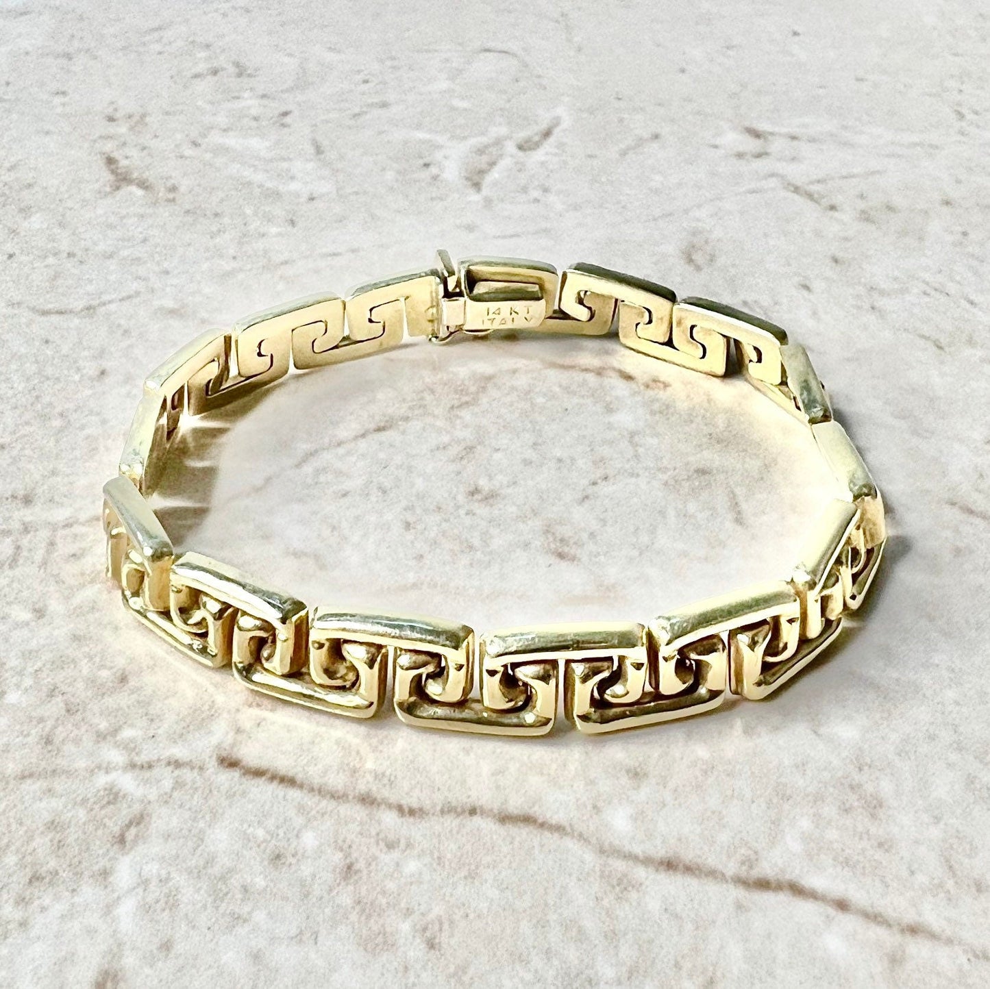 Vintage Italian 14 Karat Yellow Gold Greek Key Bracelet - WeilJewelry