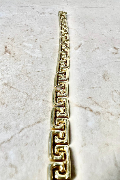 Vintage Italian 14 Karat Yellow Gold Greek Key Bracelet - WeilJewelry