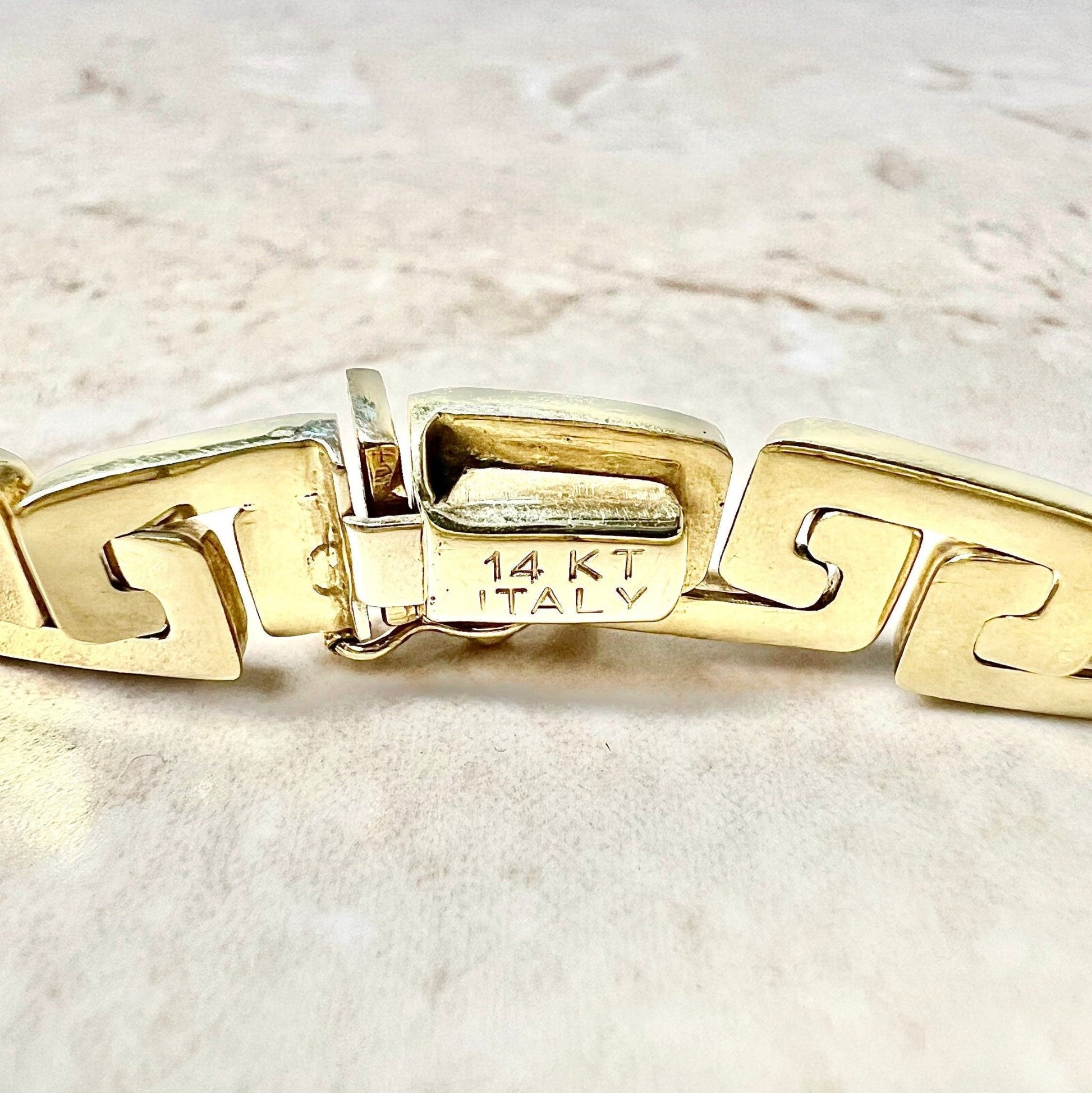 Vintage Italian 14 Karat Yellow Gold Greek Key Bracelet - WeilJewelry