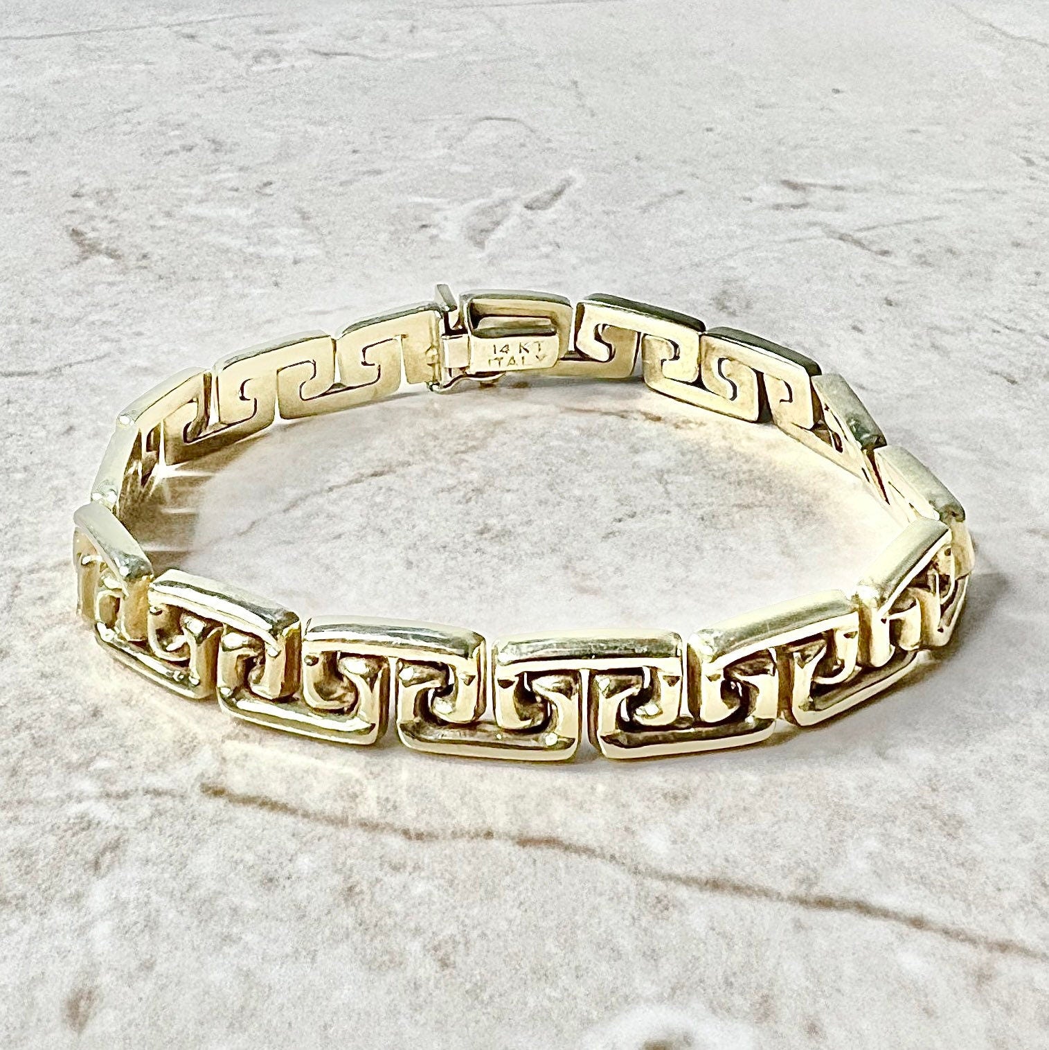 Vintage Italian 14 Karat Yellow Gold Greek Key Bracelet - WeilJewelry