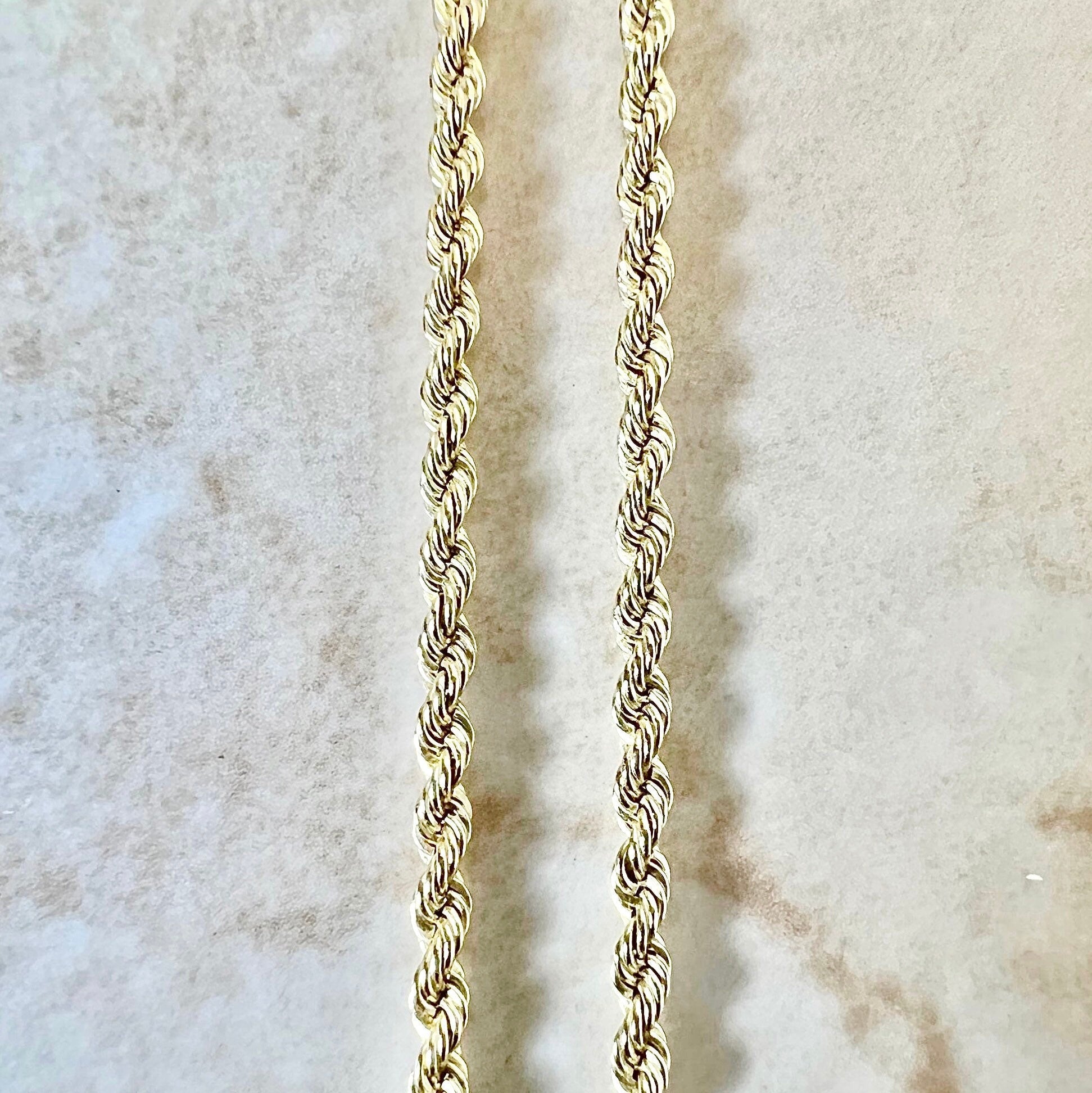 Vintage Italian 14 Karat Yellow Gold Rope Chain Necklace By UnoAErre - WeilJewelry