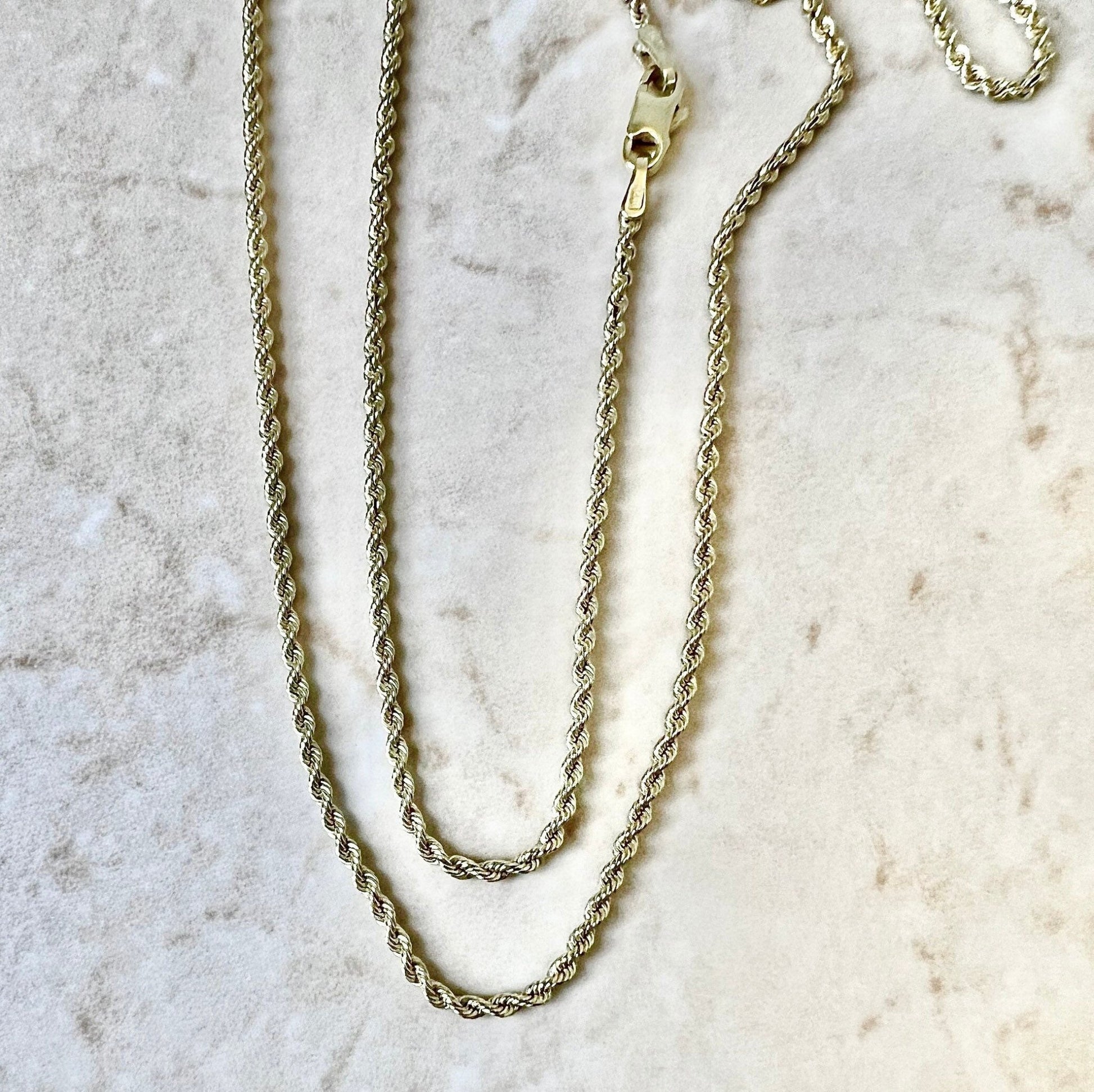 Vintage Italian 14 Karat Yellow Gold Rope Chain Necklace By UnoAErre - WeilJewelry