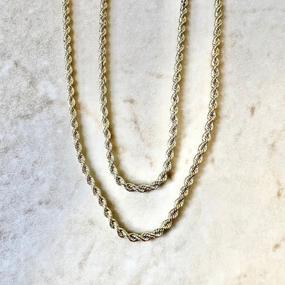 Vintage Italian 14K Yellow Gold Rope Chain By UnoAErre - 16” Gold Chain - Gold Pendant Necklace - Birthday Gift For Her - Holiday Gift