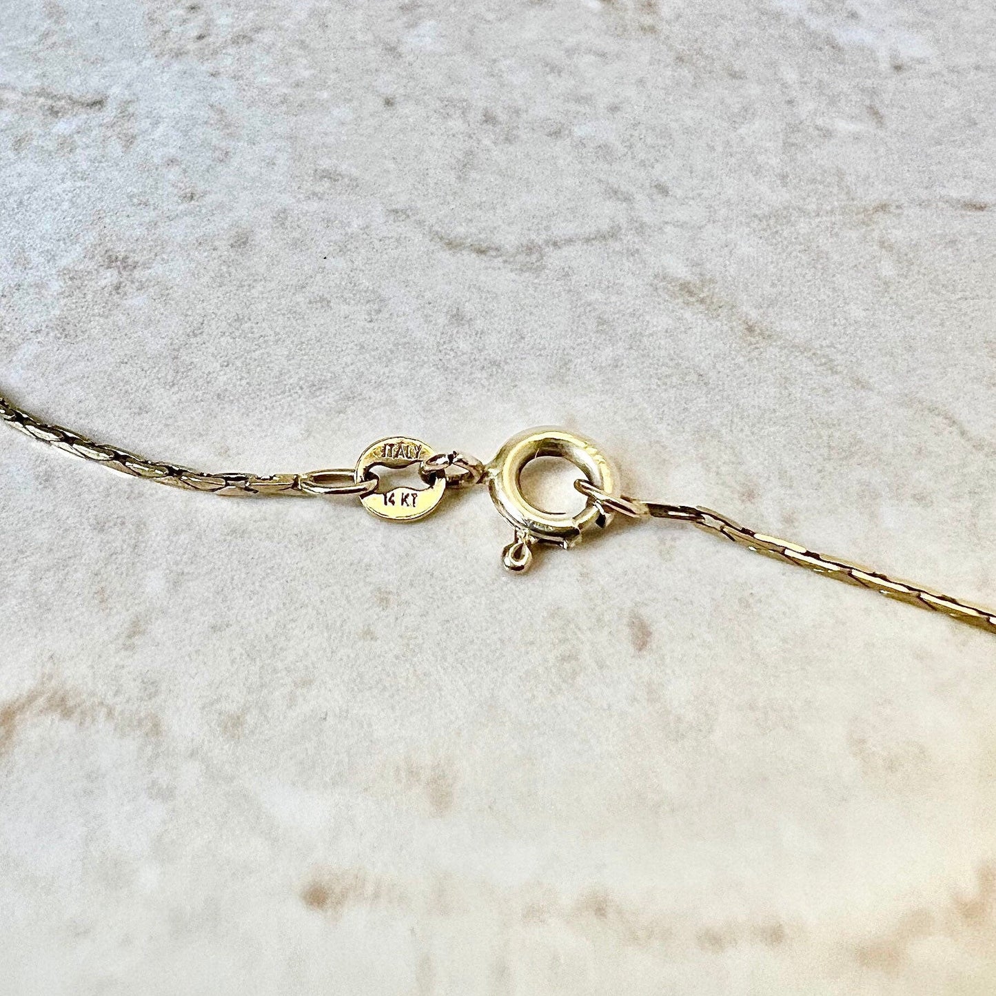 Vintage Italian 14K V Shape Diamond Pendant Necklace - Yellow Gold - V Chevron Diamond Necklace - Vintage Diamond Necklace - Birthday Gift