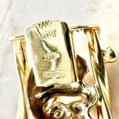 Italian 18K Elephant Bangle Bracelet - 18K Gold Bracelet - Elephant Bracelet Gold - Tricolor Gold Bracelet - Elephant Gift - Gifts For Her