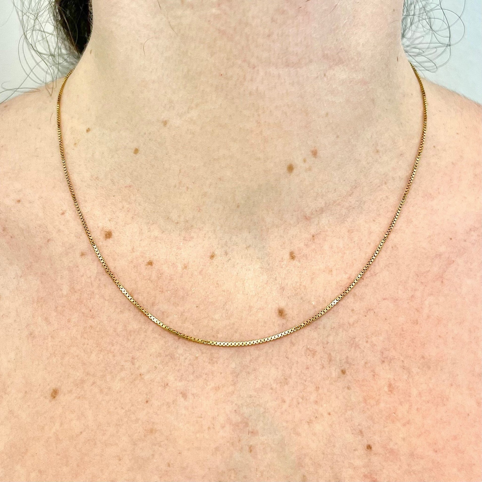 Vintage 18K Yellow Gold Box Chain - 17.75” Gold Chain - Yellow Gold Necklace - Italian Gold Chain Necklace - Best Gifts For Her - 18K Gold