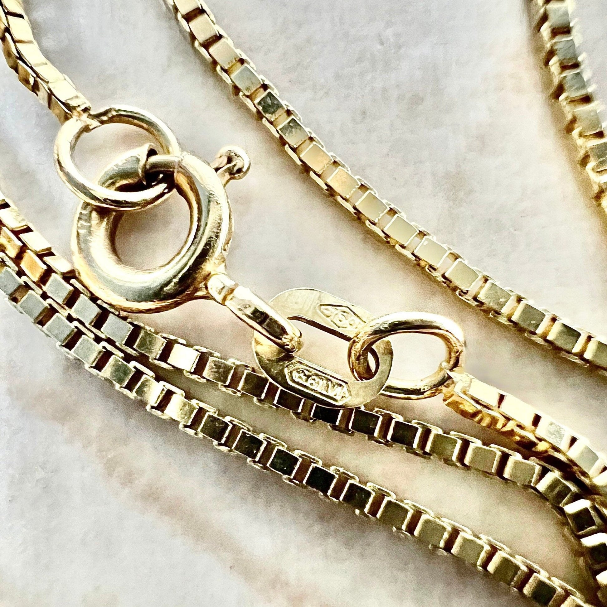 Vintage 18K Yellow Gold Box Chain - 17.75” Gold Chain - Yellow Gold Necklace - Italian Gold Chain Necklace - Best Gifts For Her - 18K Gold