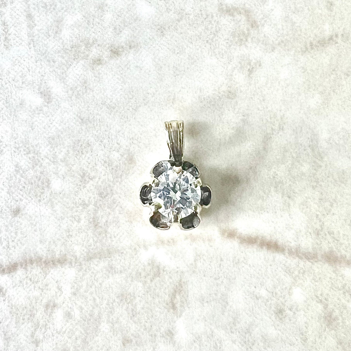 Vintage Mid - Century 14 Karat Yellow Gold 0.40 Carat Diamond Solitaire Pendant - WeilJewelry