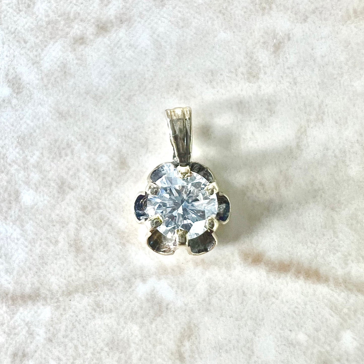 Vintage Mid - Century 14 Karat Yellow Gold 0.40 Carat Diamond Solitaire Pendant - WeilJewelry