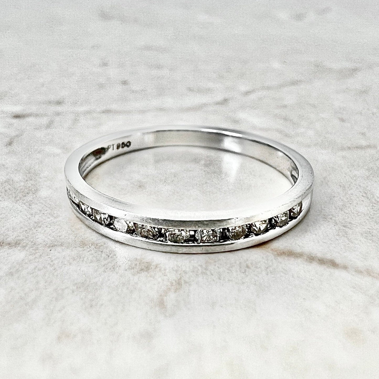 Vintage Platinum 0.25 Carat Diamond Half - Eternity Band Ring - WeilJewelry