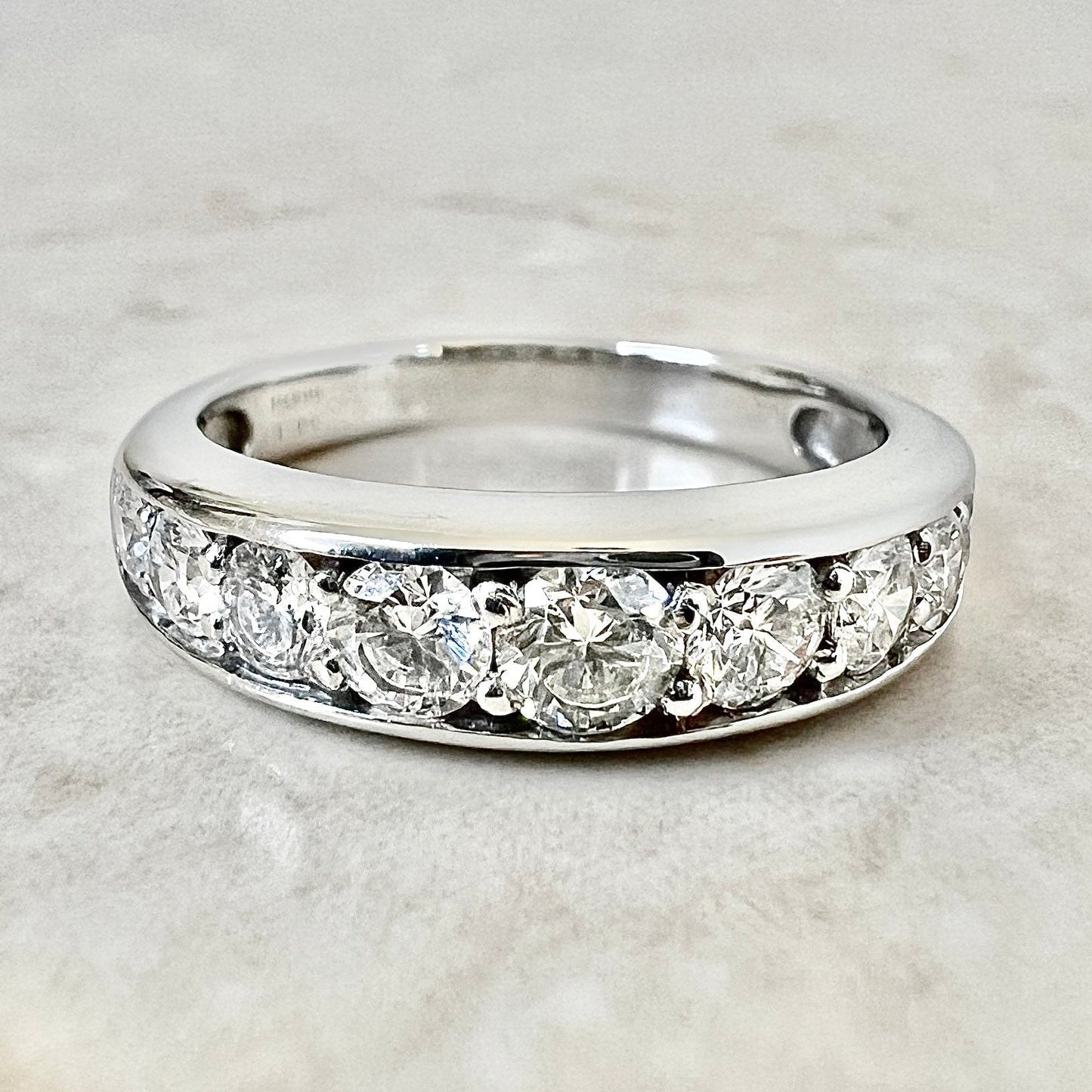 1 CT Vintage Platinum Half Eternity Diamond Band Ring - Platinum Eternity Ring - Diamond Ring - Anniversary Ring -Wedding Ring-Gifts For Her