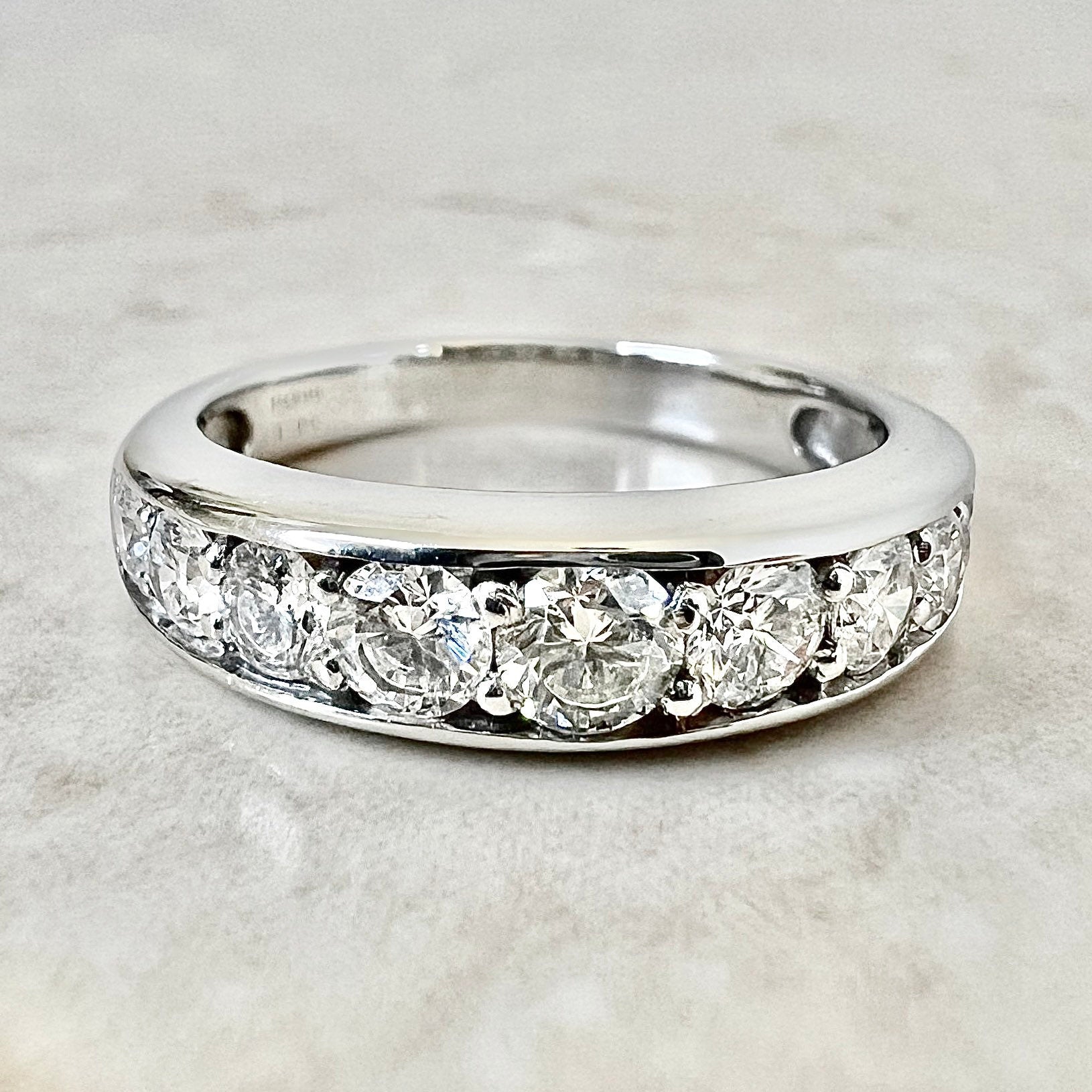 1 CT Vintage Platinum Half Eternity Diamond Band Ring - Platinum Eternity Ring - Diamond Ring - Anniversary Ring -Wedding Ring-Gifts For Her