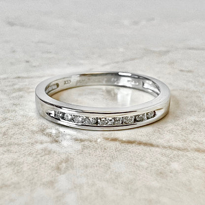 Vintage Platinum Half Eternity Diamond Band Ring - White Gold Wedding Eternity Ring - Anniversary Ring Gift - Halfway Infinity Ring